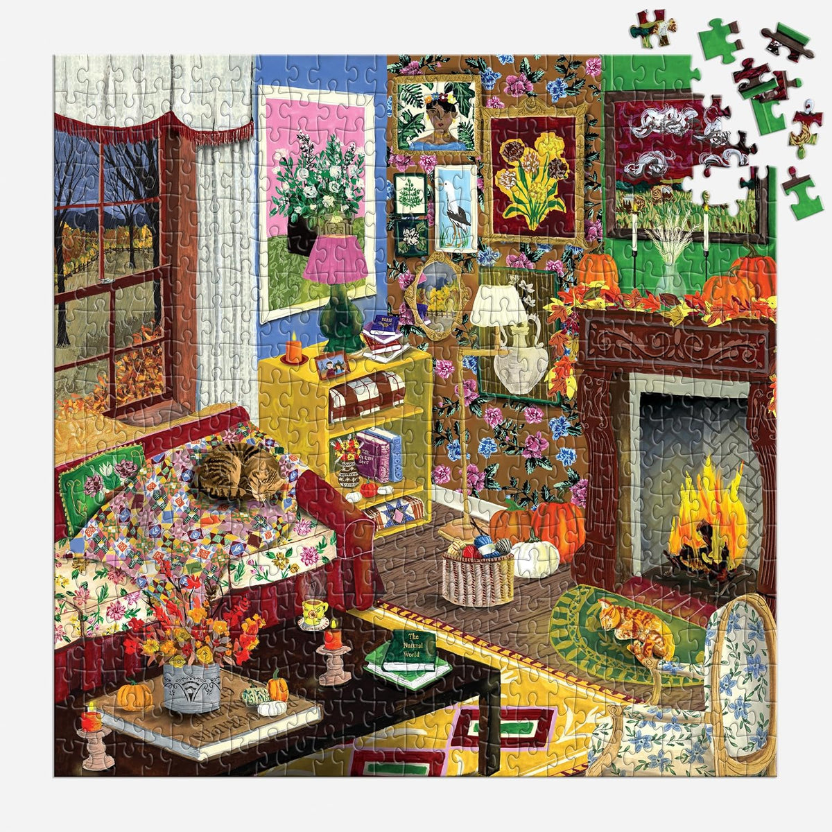 Galison Fall is in the Air Puzzle – 500 Piece Autumn Jigsaw Puzzle with Cozy Fall Living Room Imagery
