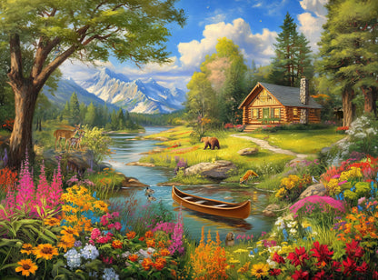 Adult Jigsaw Puzzle 1000 Piece Mountain Cabin