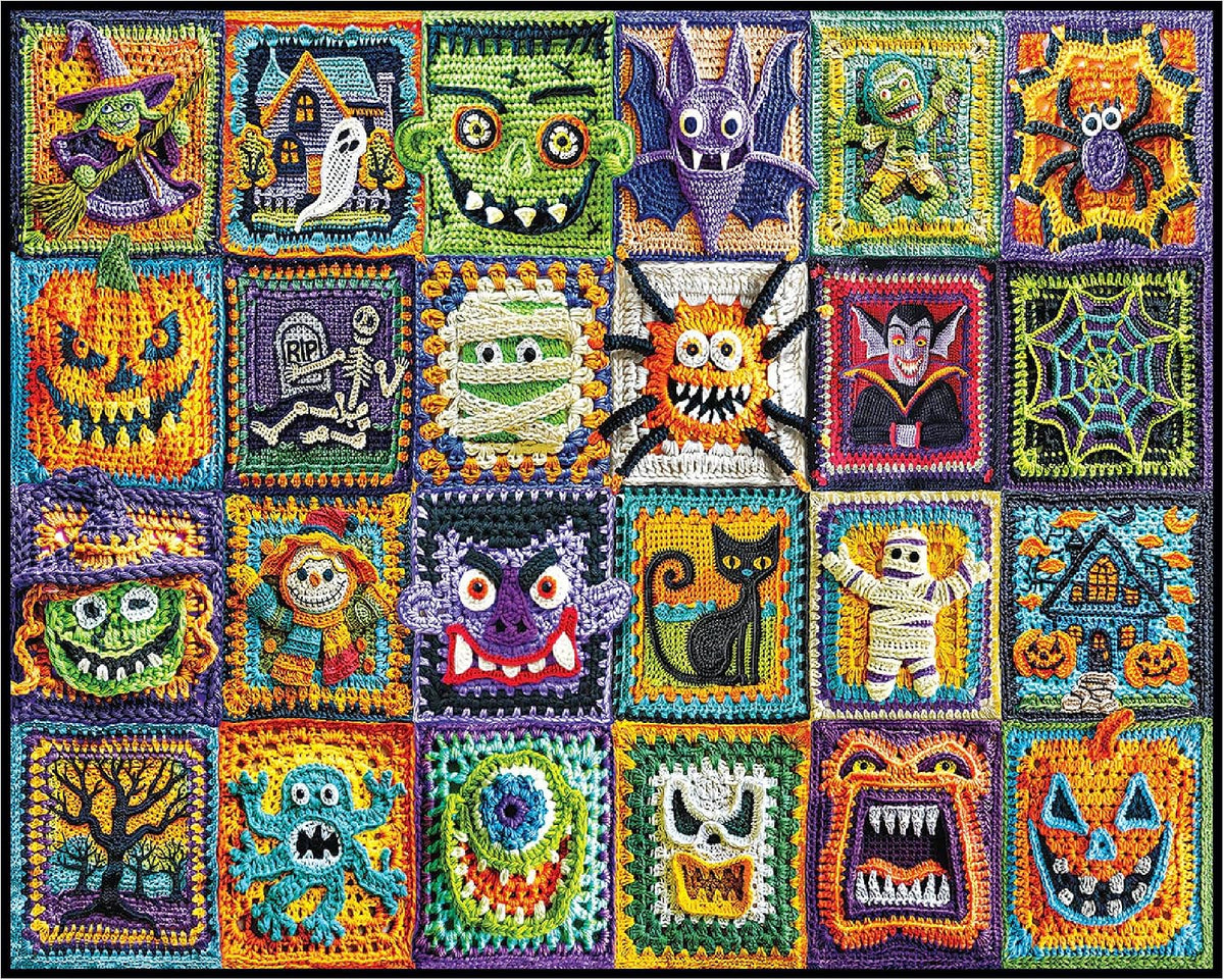 White Mountain 1000 Piece Jigsaw Puzzle Spooky Monster, Halloween Crochet