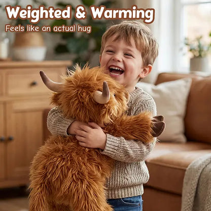 CUCKOOL Oh-So Soft Weighted Lavender-Scented Highland Cow Stuffed Animal - Latex-Free Microwavable Heat-Pad, Anxiety Relief, Whimsical GF Gift, Heatable Stitch Stuff Plush Toy