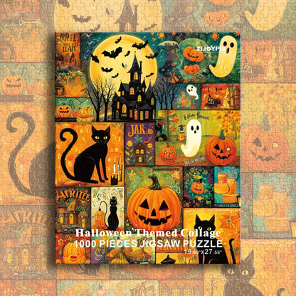 1000 Piece Halloween Aesthetic Jigsaw Puzzle, Vivid Spooky Halloween Patterns, Fun Weekend Wind Down Decor Activity, Premium Quality Holiday Gift for Puzzle Lovers
