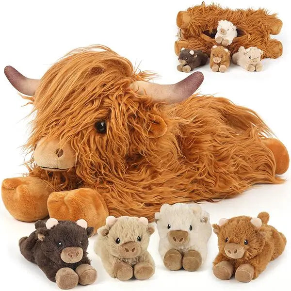 CUCKOOL Oh-So Soft Weighted Lavender-Scented Highland Cow Stuffed Animal - Latex-Free Microwavable Heat-Pad, Anxiety Relief, Whimsical GF Gift, Heatable Stitch Stuff Plush Toy