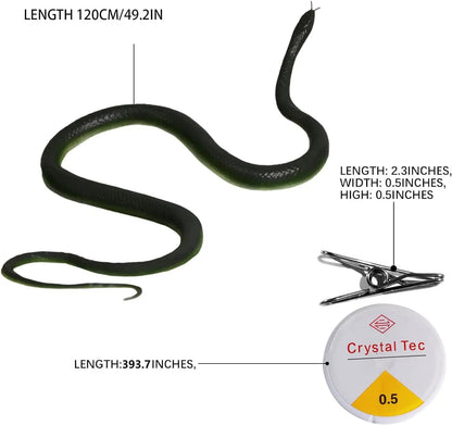 Lifelike Realistic Artificial Snake Prank Toy Kit with String and Clip, Pranks & Jokes Accessory, Easy-to-Display Halloween Decoration, Gifts for Him, Freak Gifts for Him with Lifelike Appearance