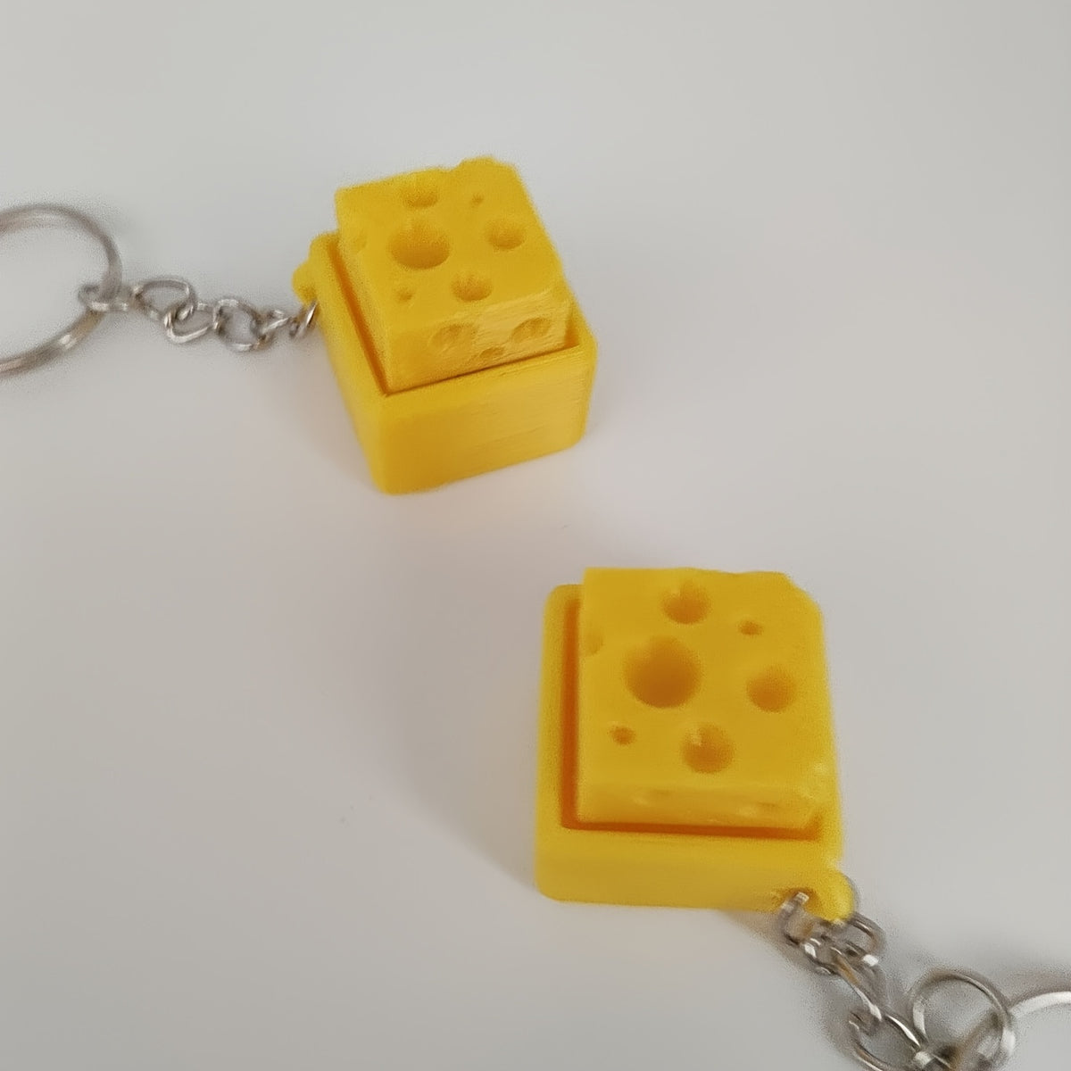 Cheese-Shaped Mechanical Button Pendant Keychains - Vibrant Yellow, Ideal Gift for Friends & Casual Accessories, Casual Accessories | Vibrant Yellow Keychains | Durable Plastic