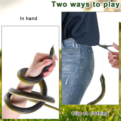 Lifelike Realistic Artificial Snake Prank Toy Kit with String and Clip, Pranks & Jokes Accessory, Easy-to-Display Halloween Decoration, Gifts for Him, Freak Gifts for Him with Lifelike Appearance