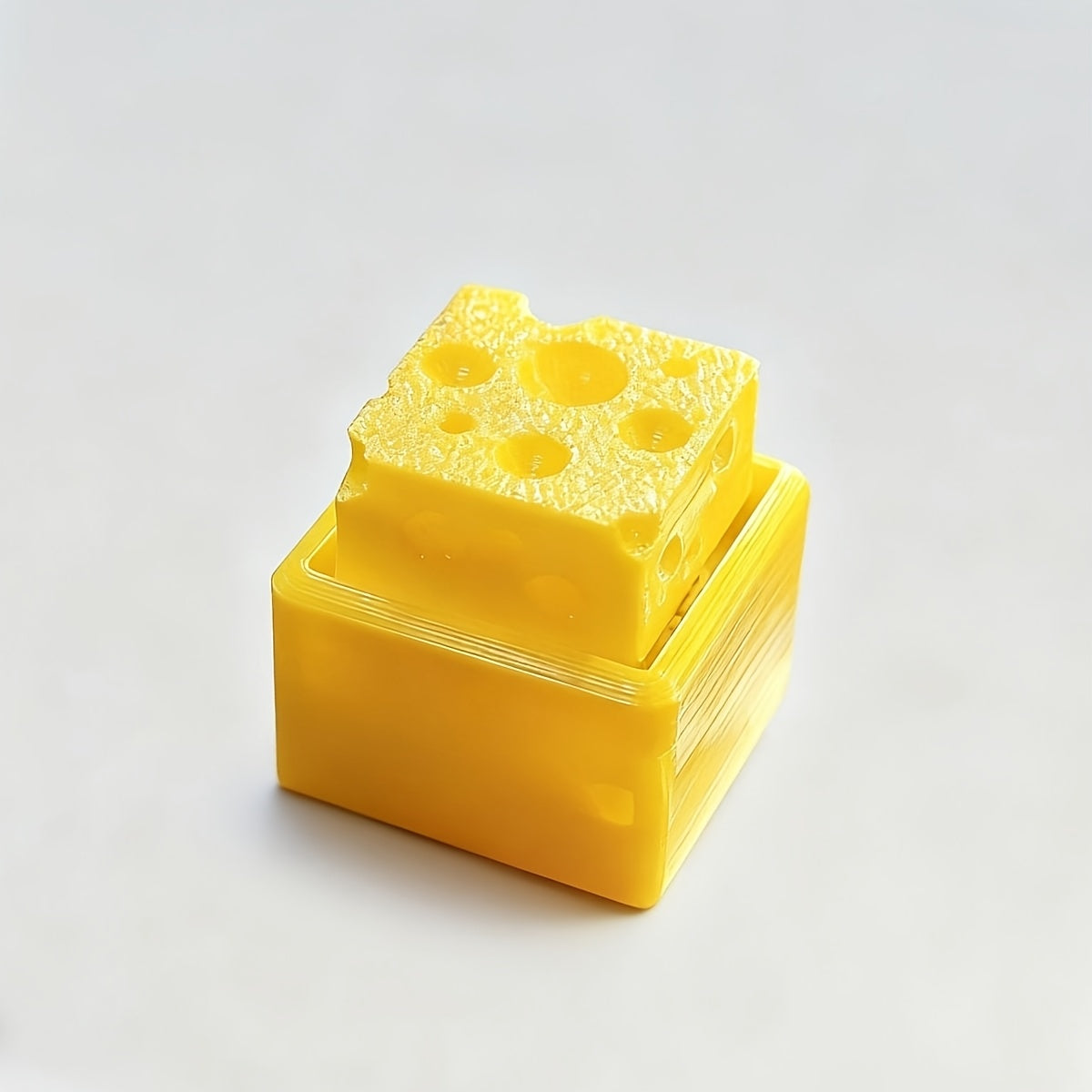 Cheese-Shaped Mechanical Button Pendant Keychains - Vibrant Yellow, Ideal Gift for Friends & Casual Accessories, Casual Accessories | Vibrant Yellow Keychains | Durable Plastic