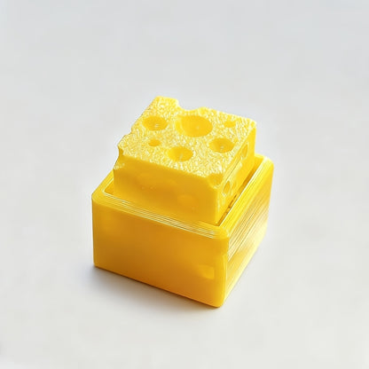 Cheese-Shaped Mechanical Button Pendant Keychains - Vibrant Yellow, Ideal Gift for Friends & Casual Accessories, Casual Accessories | Vibrant Yellow Keychains | Durable Plastic