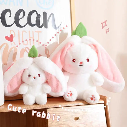Cute Strawberry Bunny Plush Toy Soft Kawaii Stuffed Animal Gift for Kids Girls Hug Pillow Bed Decoration Birthday Present Furry Friends Plush Doll Animal Gift for Kids Girls Hug Pillow plushies Soft Huggable Super Soft Fluffy stuffed animals