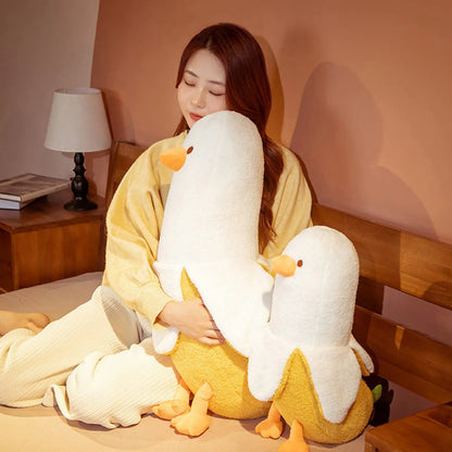 PEACHCAT Cute Banana Duck Plain Fluffy Stuffed Toy, Plushies with Cute and Cuddly Hug Me Feel, Squishy Home Decor, Funny Birthday Gift for Kids & Adults, Parent-Child Interaction Prank Toy,sohochic