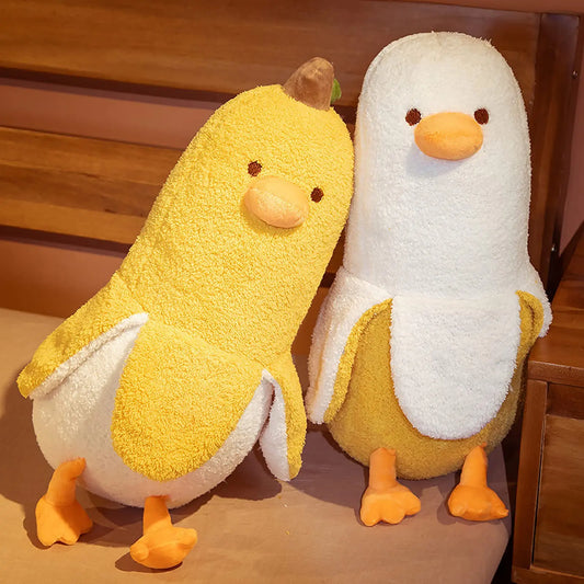 PEACHCAT Cute Banana Duck Plain Fluffy Stuffed Toy, Plushies with Cute and Cuddly Hug Me Feel, Squishy Home Decor, Funny Birthday Gift for Kids & Adults, Parent-Child Interaction Prank Toy,sohochic