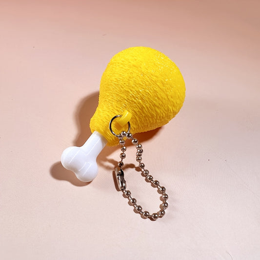 Decompression Keychain Fun Pressing Click Keychain Bag Pendant Gift Food Chicken Leg Ice Cream Dessert Student Gift