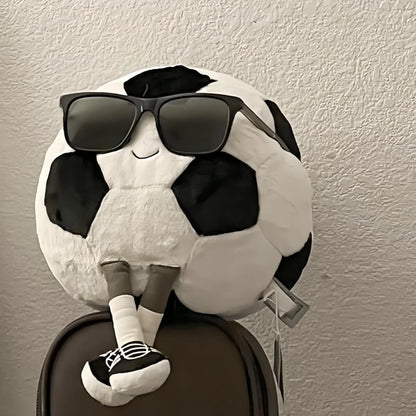 Soccer-Shaped Plush Doll Pillow with Legs - Cute Creative Soft Home Decor Plushies, Boyfriend Birthday Gift, GF Gift for Women, Chill Room Decor for Soccer Fans