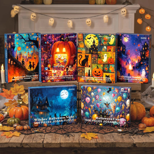 1000 Piece Halloween Aesthetic Jigsaw Puzzle, Vivid Spooky Halloween Patterns, Fun Weekend Wind Down Decor Activity, Premium Quality Holiday Gift for Puzzle Lovers