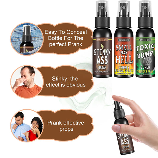 Funny Prank Spray Set, Stinky Smell Joke Spray for Parties, Gag Gift, April Fools Day Prank Toy