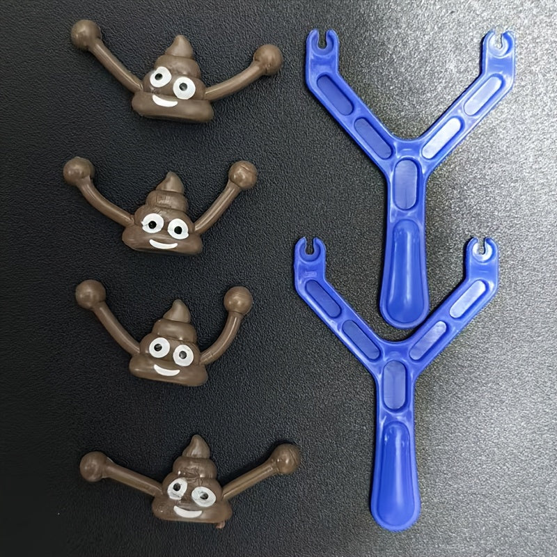 Funny Christmas Gift: a Slingshot Poop Launcher, a Quirky Prank Toy That Shoots Poop, New Cross-Border Toy, 6pcs