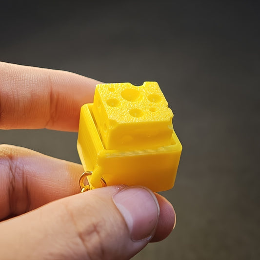 Cheese-Shaped Mechanical Button Pendant Keychains - Vibrant Yellow, Ideal Gift for Friends & Casual Accessories, Casual Accessories | Vibrant Yellow Keychains | Durable Plastic