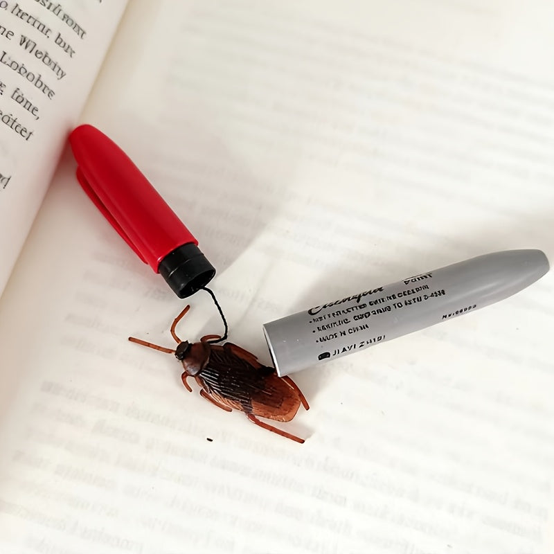 Black, Red, Blue, Three Colors of Cockroach Pen, Startled When Fully Opened, Prank Prop, Suitable for Offices, Family Gatherings, and Giving Birthday Gifts