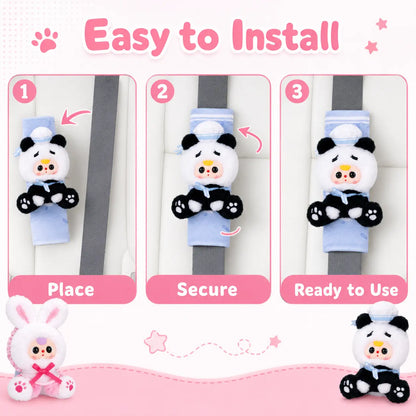 Brand New 3-Car Seat Belt Shoulder Blind Box - Cutecore Collectible Fluffy Cloud Fabric Plush Toy with Animal Faces Character Series, Baby Gift, Cutecore Stuff, 9.7 cm Width, 100×83×250 mm, 14.5 kg, 96 Pcs per Carton