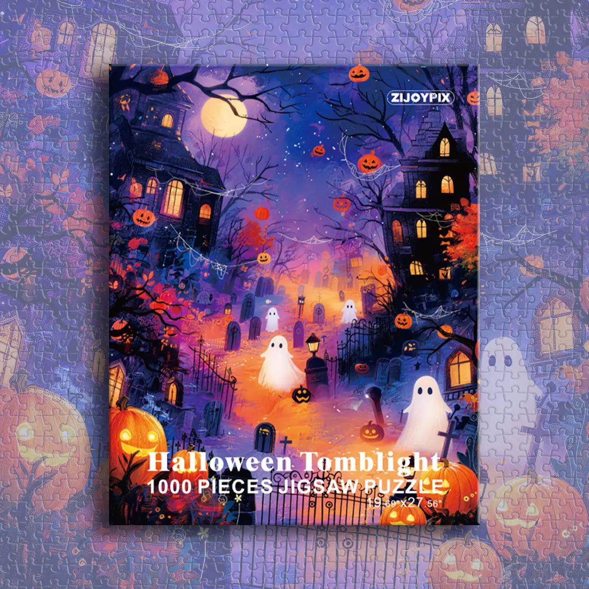 1000 Piece Halloween Aesthetic Jigsaw Puzzle, Vivid Spooky Halloween Patterns, Fun Weekend Wind Down Decor Activity, Premium Quality Holiday Gift for Puzzle Lovers