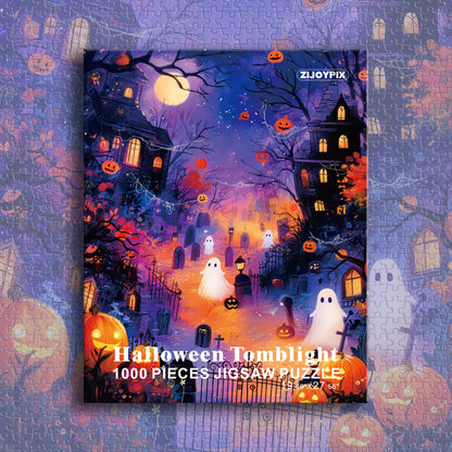 1000 Piece Halloween Aesthetic Jigsaw Puzzle, Vivid Spooky Halloween Patterns, Fun Weekend Wind Down Decor Activity, Premium Quality Holiday Gift for Puzzle Lovers
